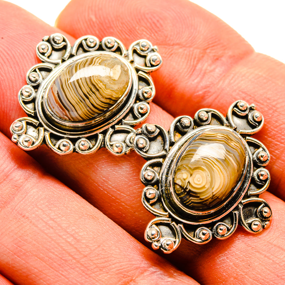 Laguna Lace Agate Earrings handcrafted by Ana Silver Co - EARR414857