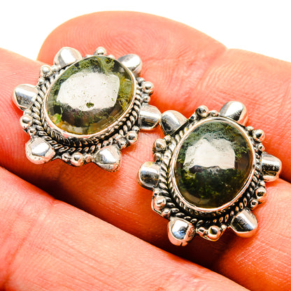 Green Moss Agate Earrings handcrafted by Ana Silver Co - EARR414860