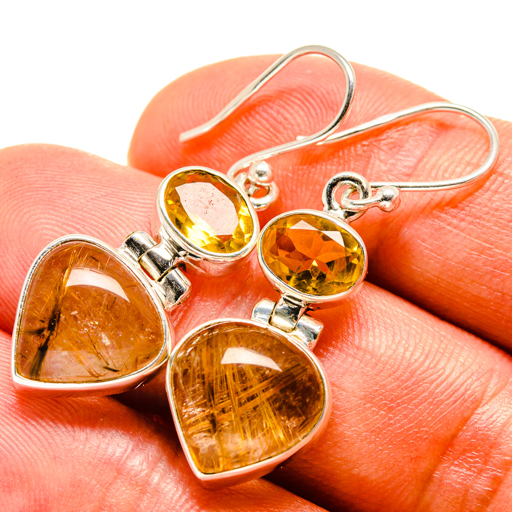 Rutilated Quartz Earrings handcrafted by Ana Silver Co - EARR414871