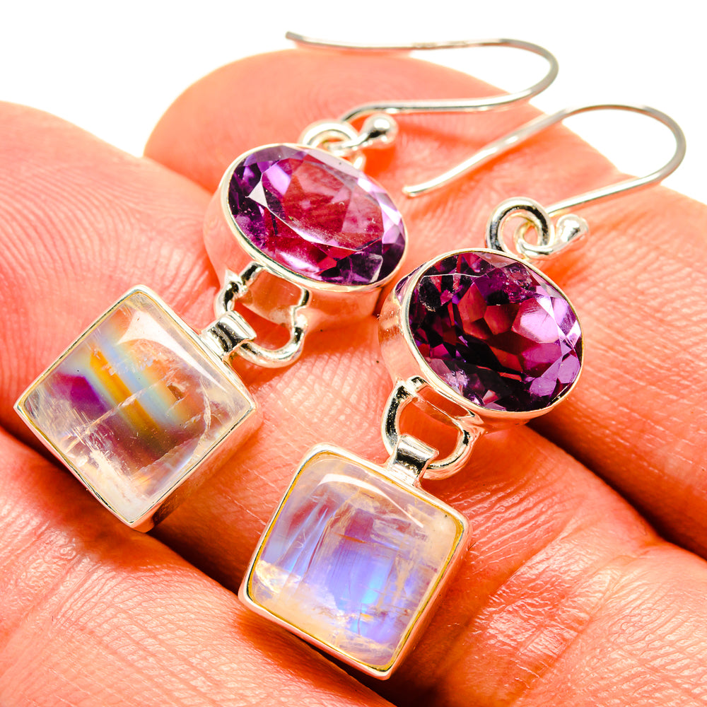 Rainbow Moonstone Earrings handcrafted by Ana Silver Co - EARR414875