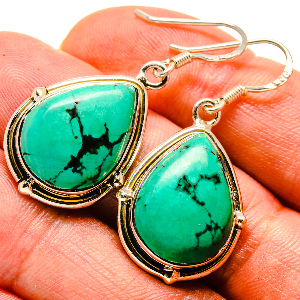 Tibetan Turquoise Earrings handcrafted by Ana Silver Co - EARR414888