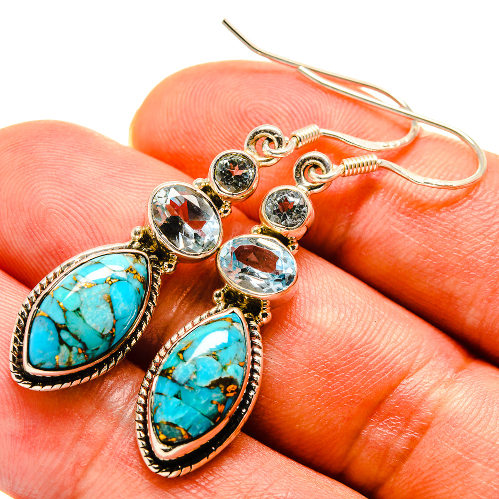 Blue Copper Composite Turquoise Earrings handcrafted by Ana Silver Co - EARR414901