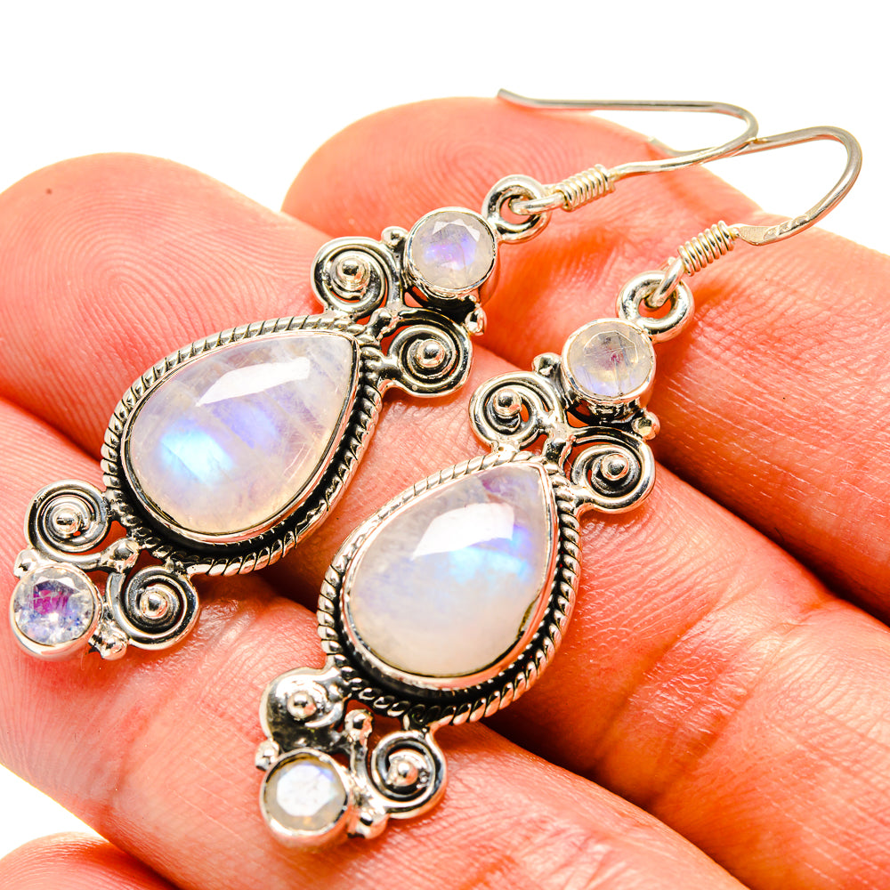 Rainbow Moonstone Earrings handcrafted by Ana Silver Co - EARR414908