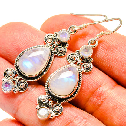 Rainbow Moonstone Earrings handcrafted by Ana Silver Co - EARR414908