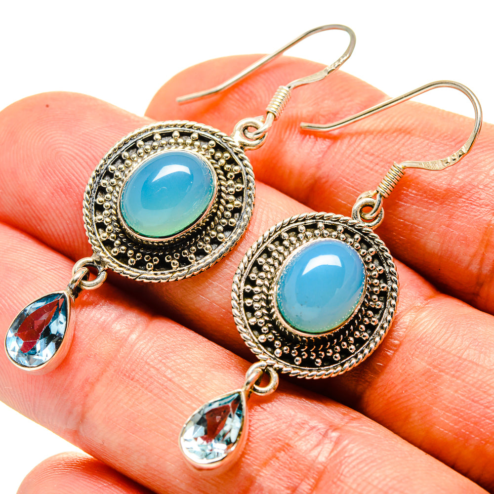 Aqua Chalcedony Earrings handcrafted by Ana Silver Co - EARR414909