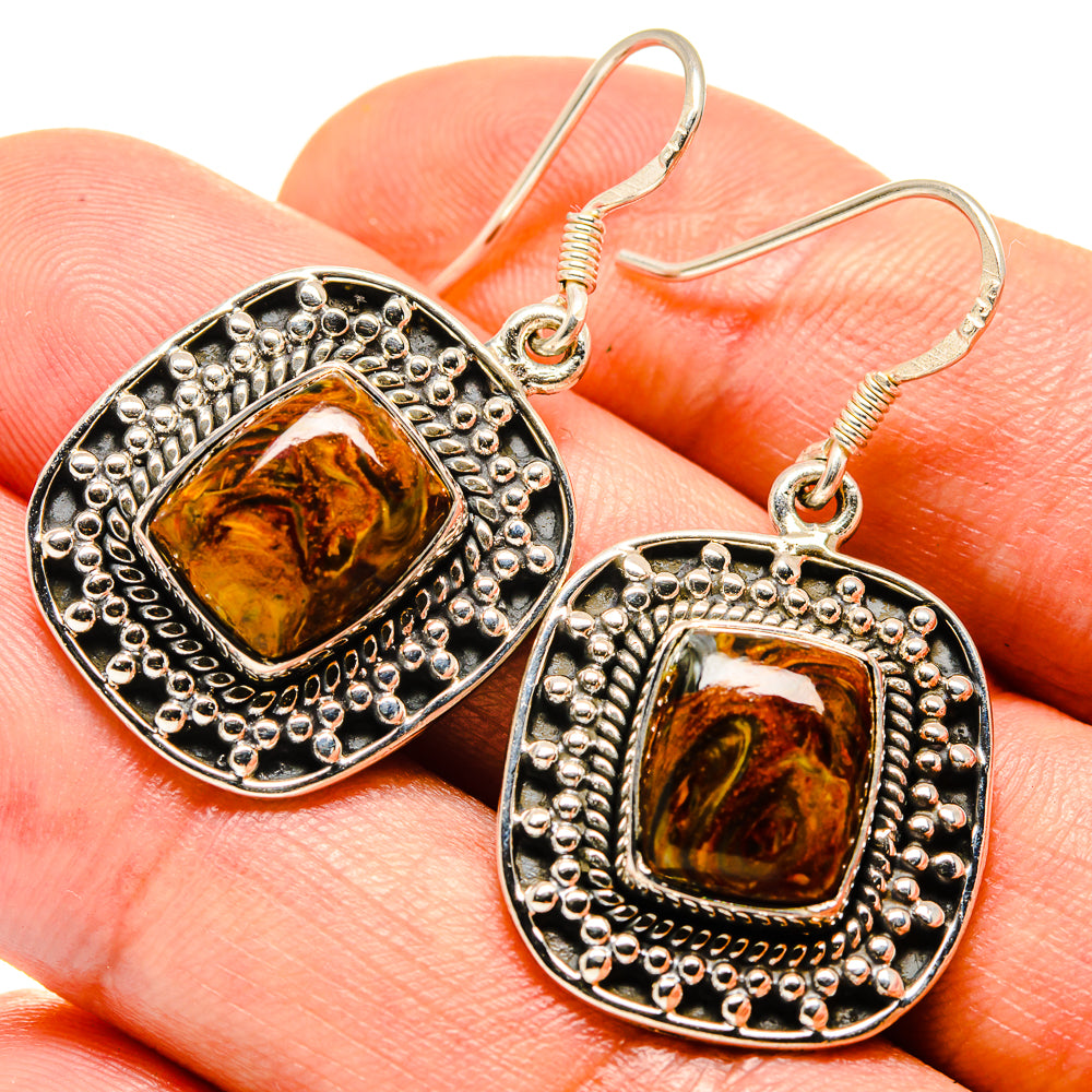 Golden Pietersite Earrings handcrafted by Ana Silver Co - EARR414914