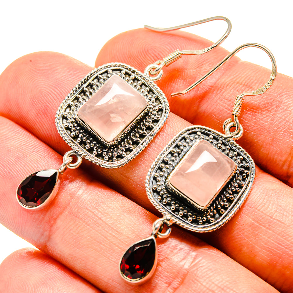 Rose Quartz Earrings handcrafted by Ana Silver Co - EARR414917