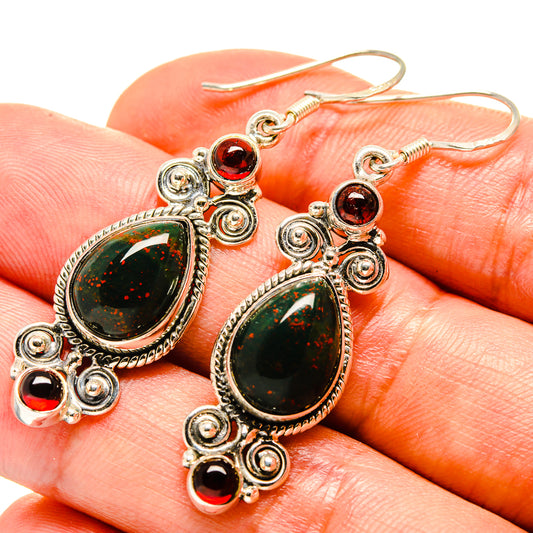 Bloodstone Earrings handcrafted by Ana Silver Co - EARR414922