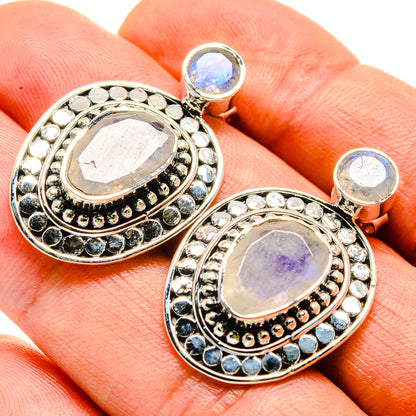 Rainbow Moonstone Earrings handcrafted by Ana Silver Co - EARR414933