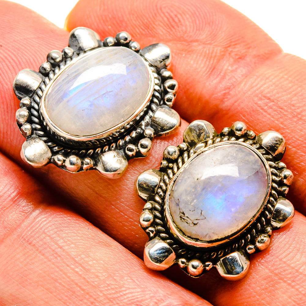 Rainbow Moonstone Earrings handcrafted by Ana Silver Co - EARR414934