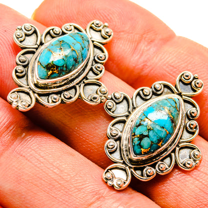 Blue Copper Composite Turquoise Earrings handcrafted by Ana Silver Co - EARR414936