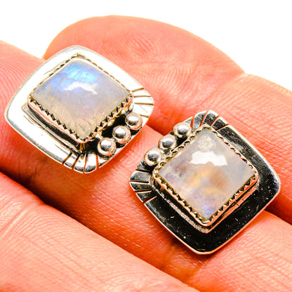 Rainbow Moonstone Earrings handcrafted by Ana Silver Co - EARR414938