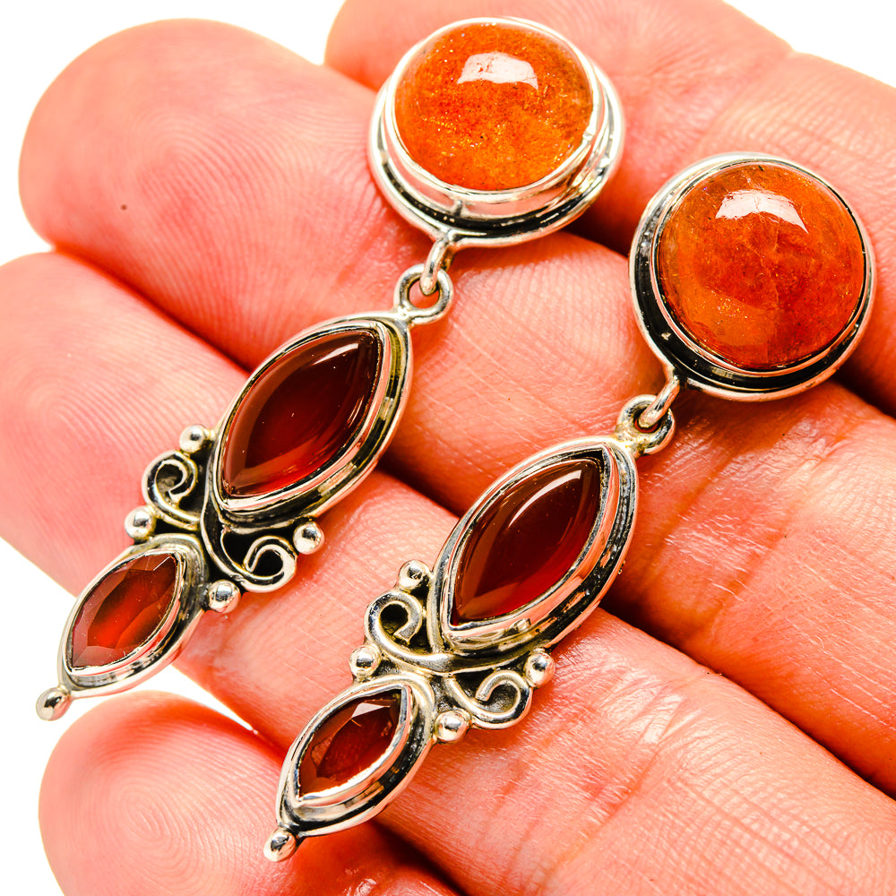 Sunstone Earrings handcrafted by Ana Silver Co - EARR414942