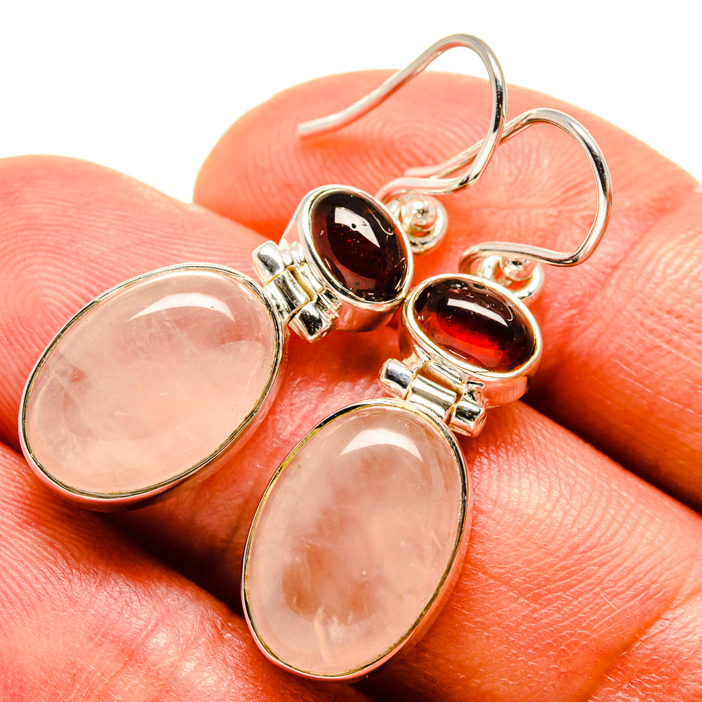 Rose Quartz Earrings handcrafted by Ana Silver Co - EARR414948