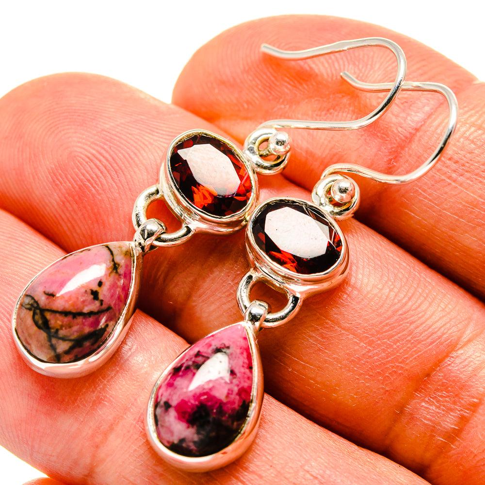 Rhodonite Earrings handcrafted by Ana Silver Co - EARR414955