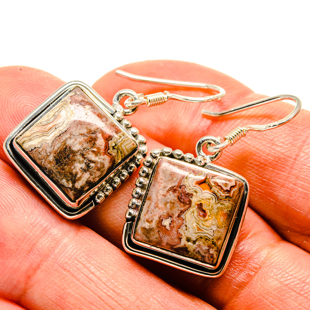 Laguna Lace Agate Earrings handcrafted by Ana Silver Co - EARR414966