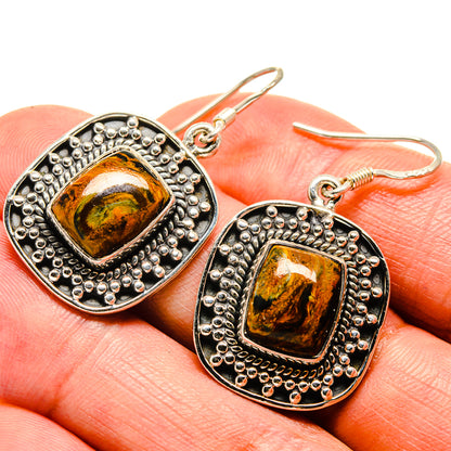 Golden Pietersite Earrings handcrafted by Ana Silver Co - EARR414972