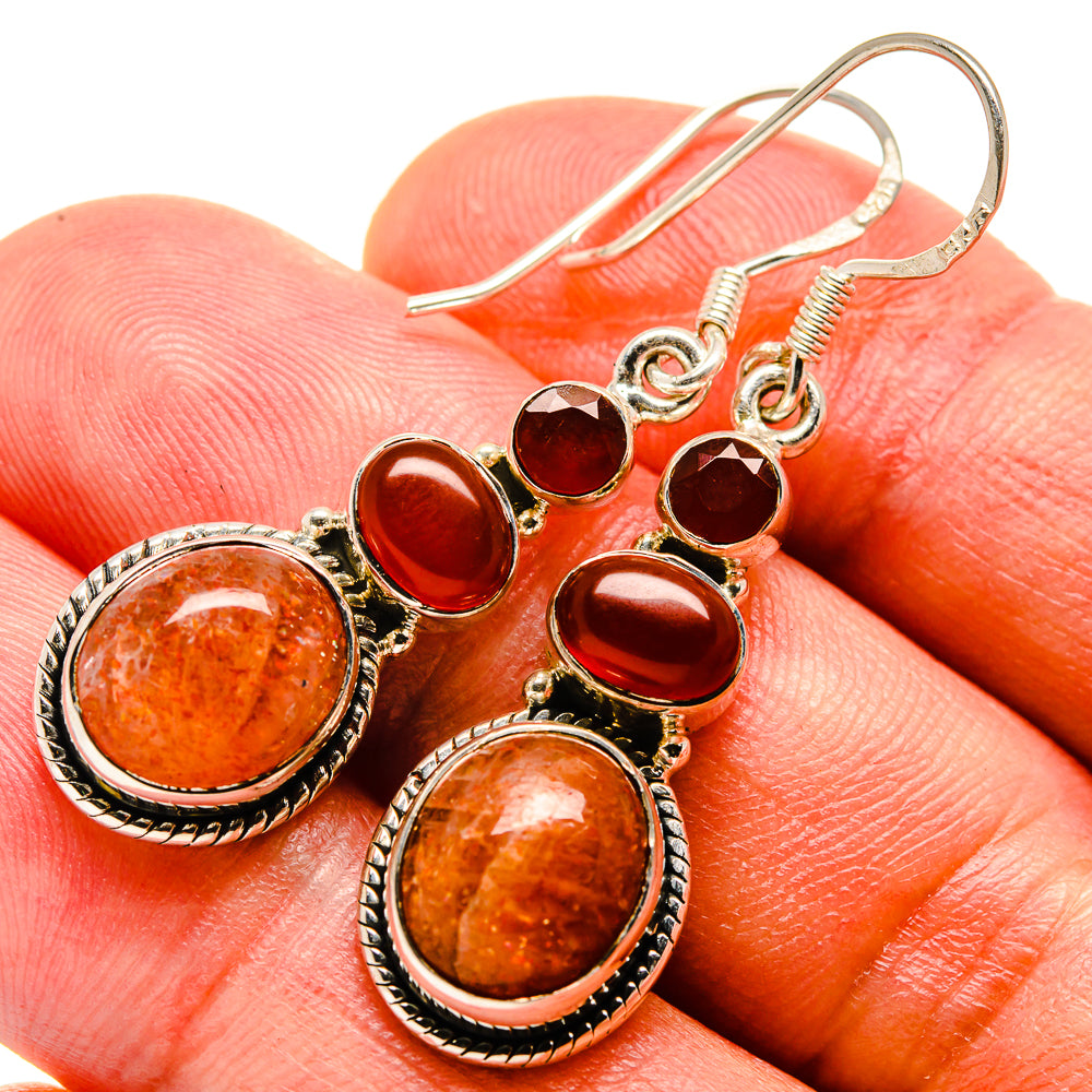 Sunstone Earrings handcrafted by Ana Silver Co - EARR414975