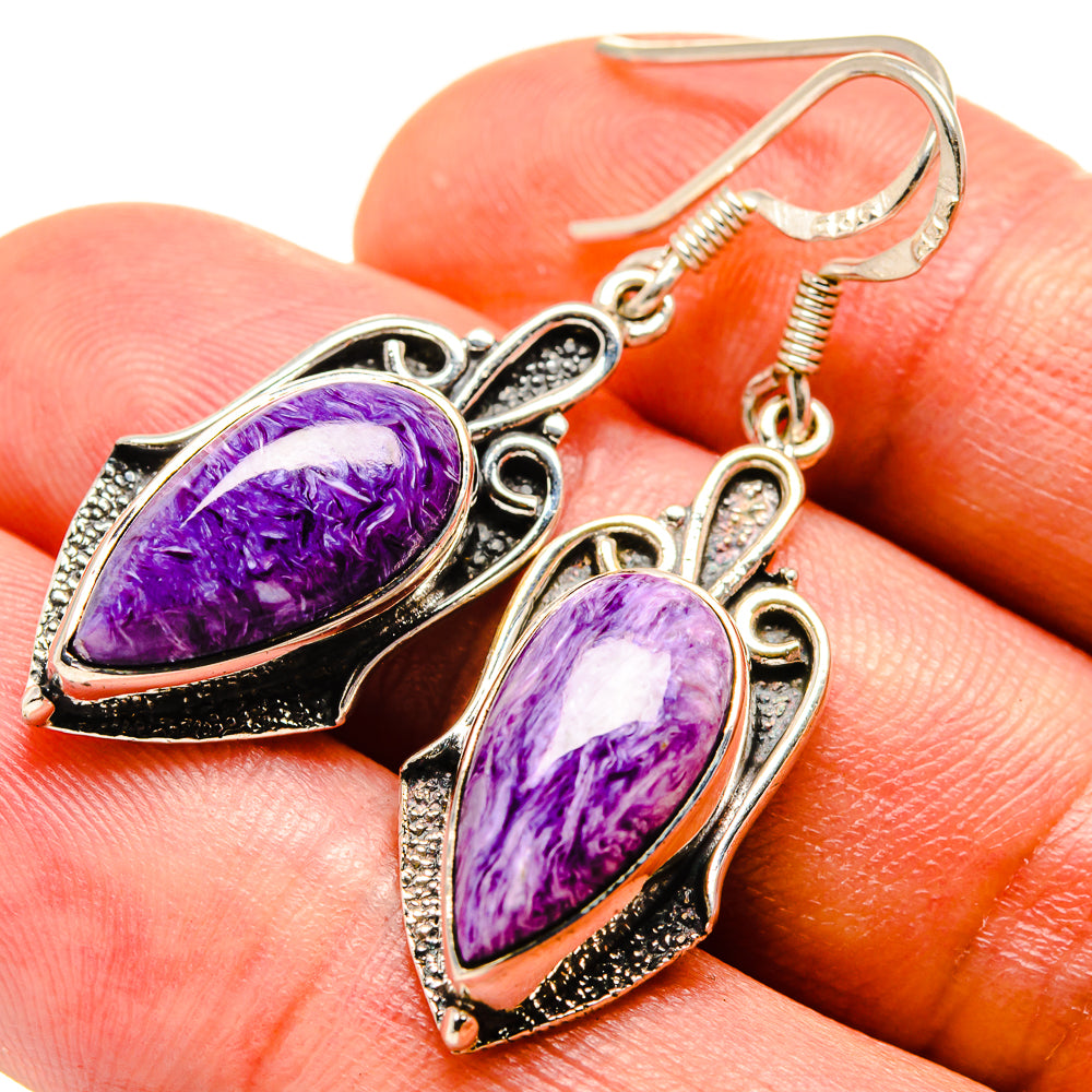 Charoite Earrings handcrafted by Ana Silver Co - EARR414979