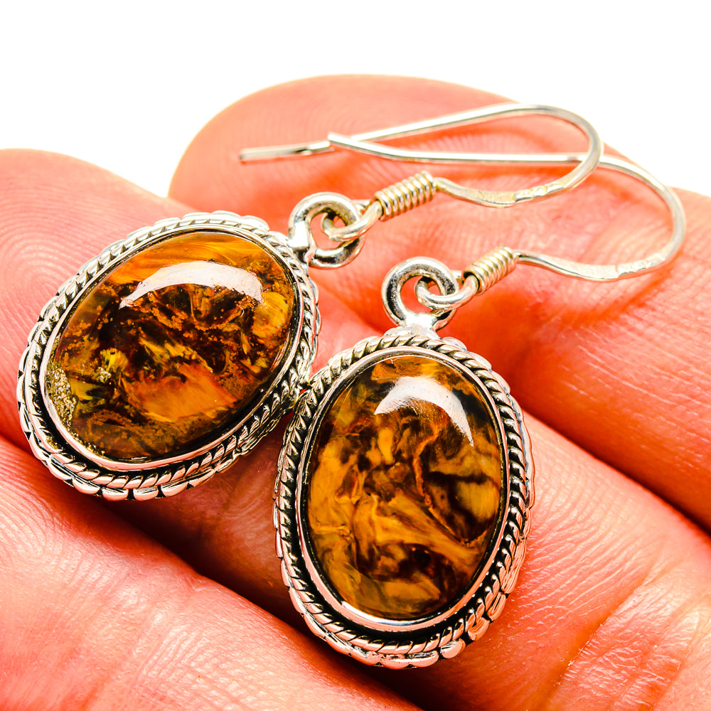 Golden Pietersite Earrings handcrafted by Ana Silver Co - EARR414995