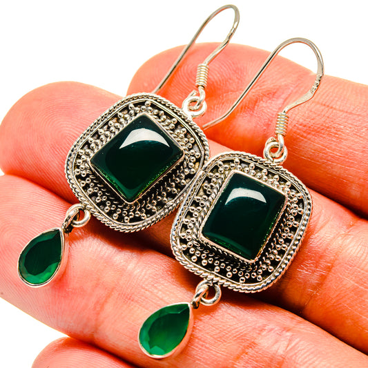 Green Onyx Earrings handcrafted by Ana Silver Co - EARR415011