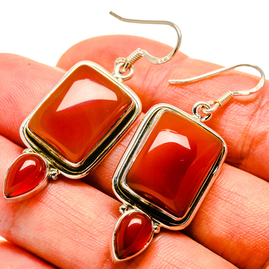Red Onyx Earrings handcrafted by Ana Silver Co - EARR415020
