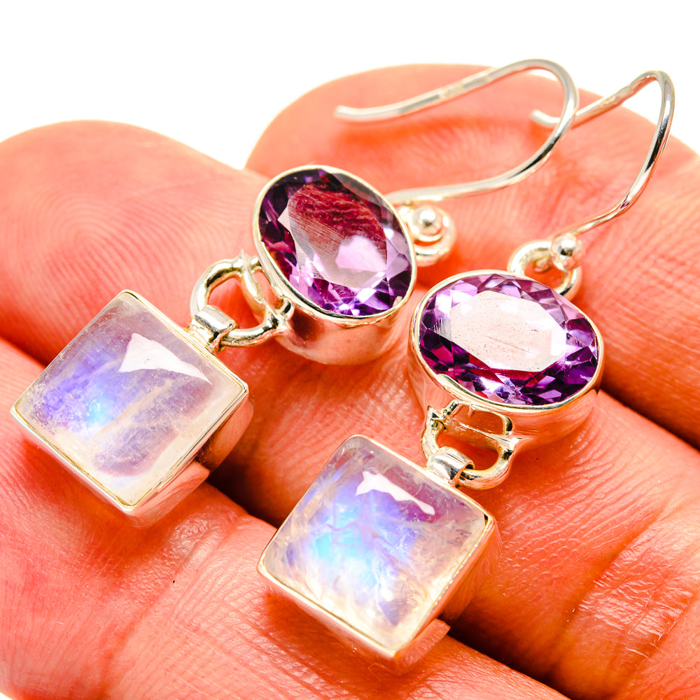 Rainbow Moonstone Earrings handcrafted by Ana Silver Co - EARR415035