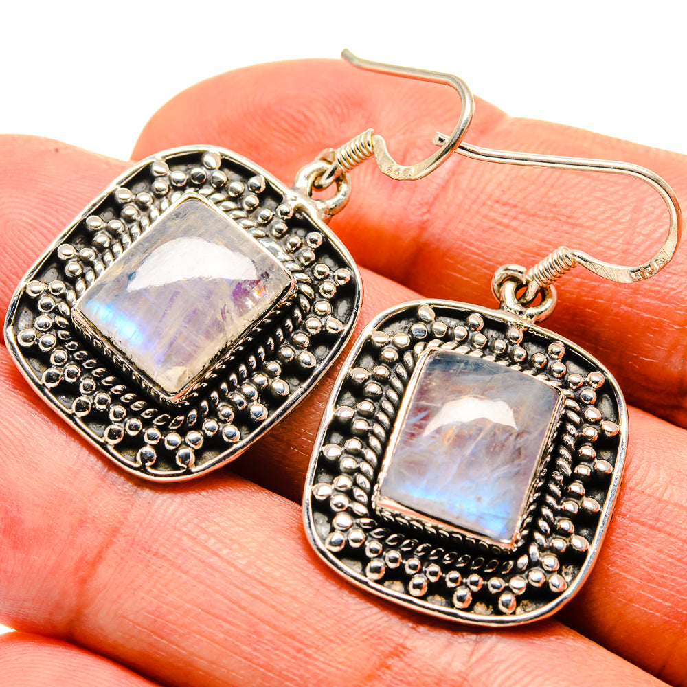 Rainbow Moonstone Earrings handcrafted by Ana Silver Co - EARR415040