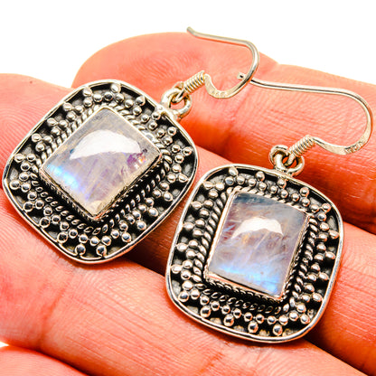 Rainbow Moonstone Earrings handcrafted by Ana Silver Co - EARR415040