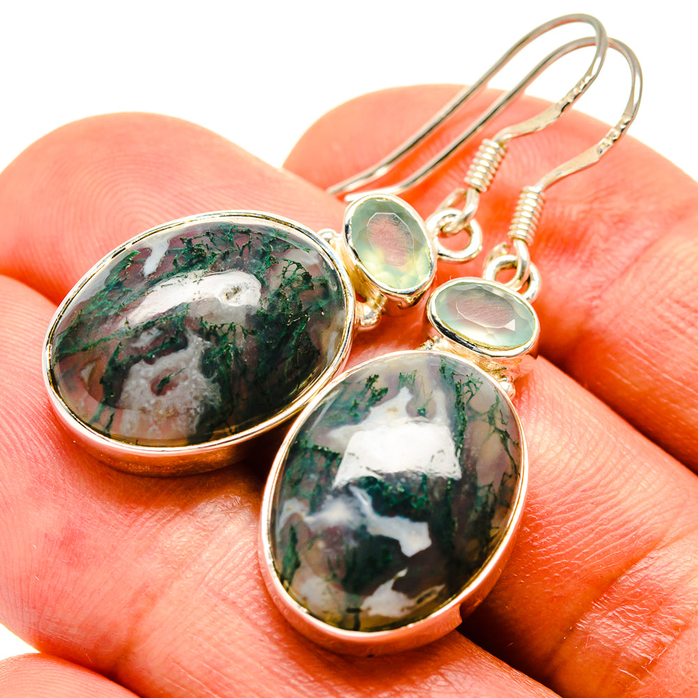 Green Moss Agate Earrings handcrafted by Ana Silver Co - EARR415047