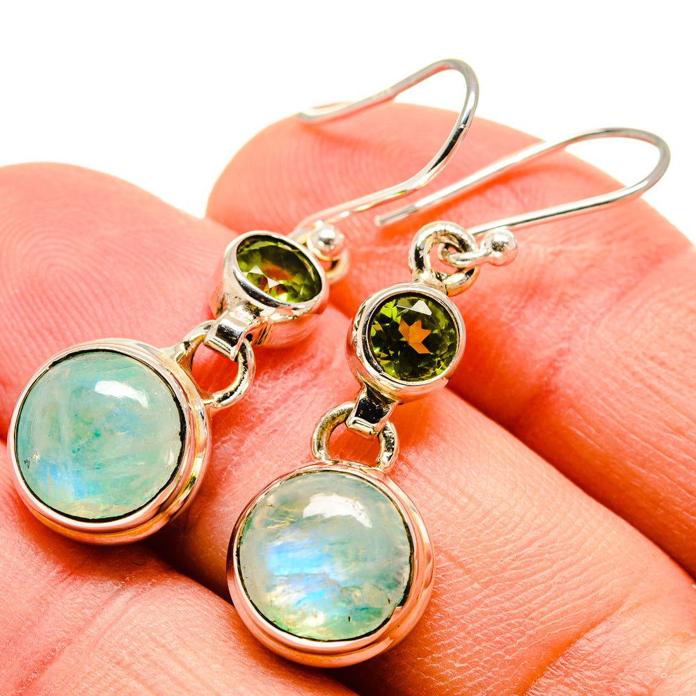 Green Moonstone Earrings handcrafted by Ana Silver Co - EARR415053