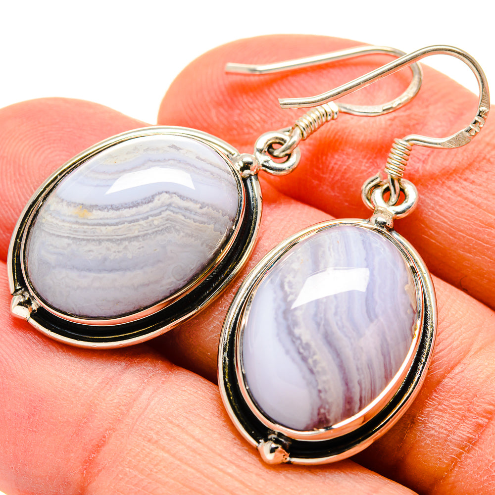 Blue Lace Agate Earrings handcrafted by Ana Silver Co - EARR415055