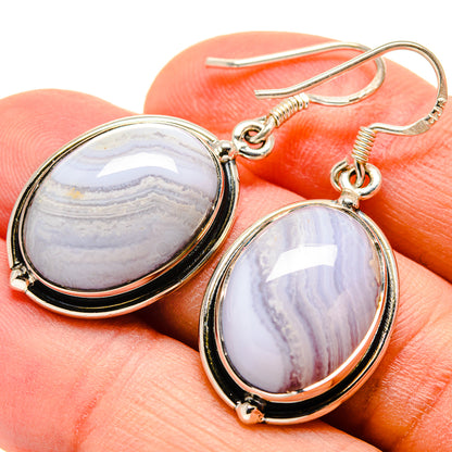 Blue Lace Agate Earrings handcrafted by Ana Silver Co - EARR415055
