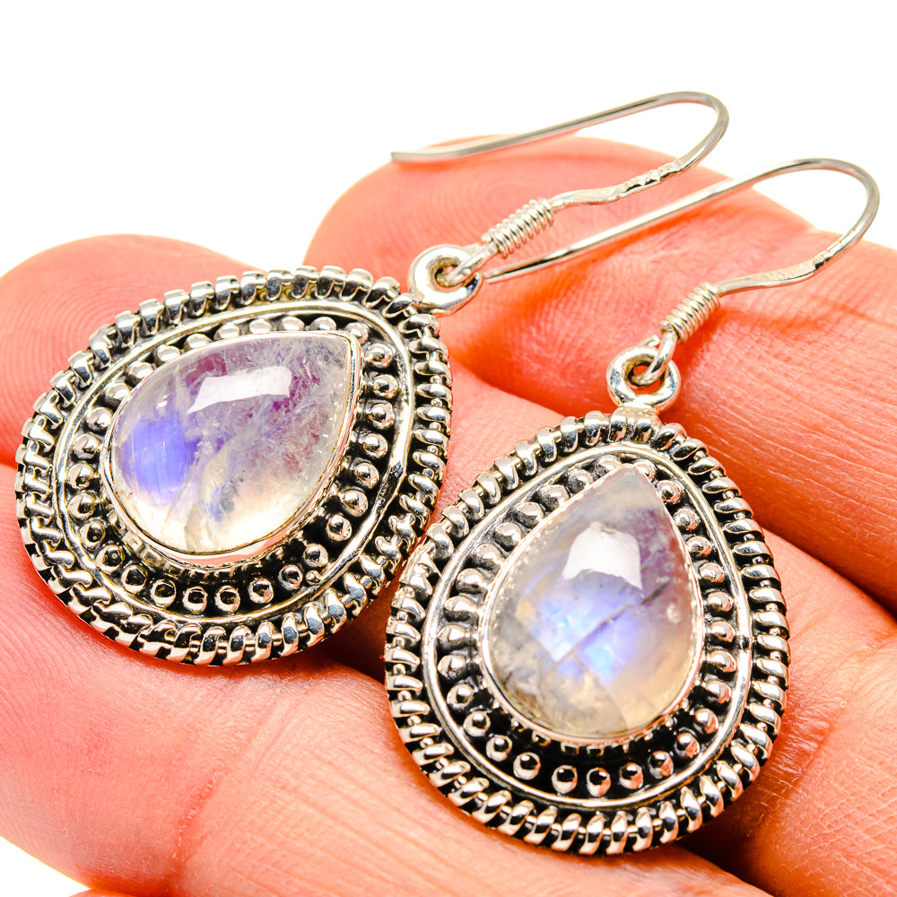 Rainbow Moonstone Earrings handcrafted by Ana Silver Co - EARR415060