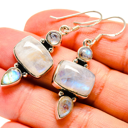 Rainbow Moonstone Earrings handcrafted by Ana Silver Co - EARR415076