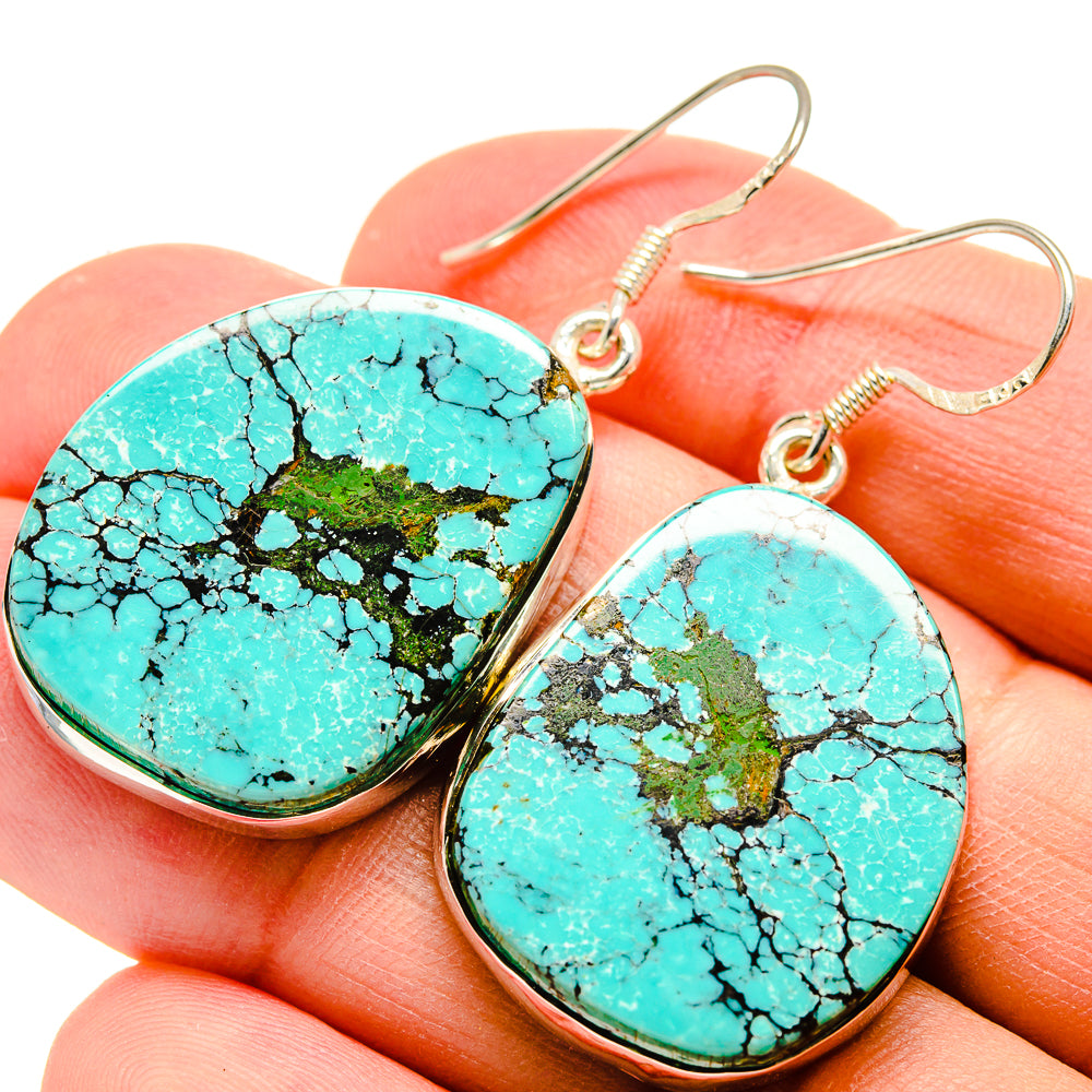 Tibetan Turquoise Earrings handcrafted by Ana Silver Co - EARR415081