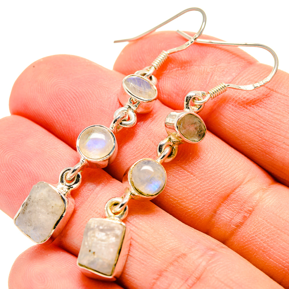 Rainbow Moonstone Earrings handcrafted by Ana Silver Co - EARR415085