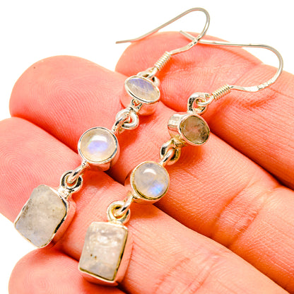 Rainbow Moonstone Earrings handcrafted by Ana Silver Co - EARR415085