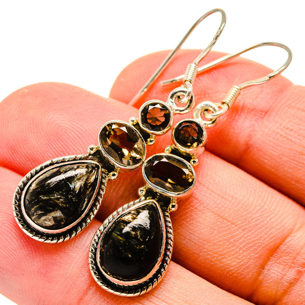 Golden Seraphinite Earrings handcrafted by Ana Silver Co - EARR415088