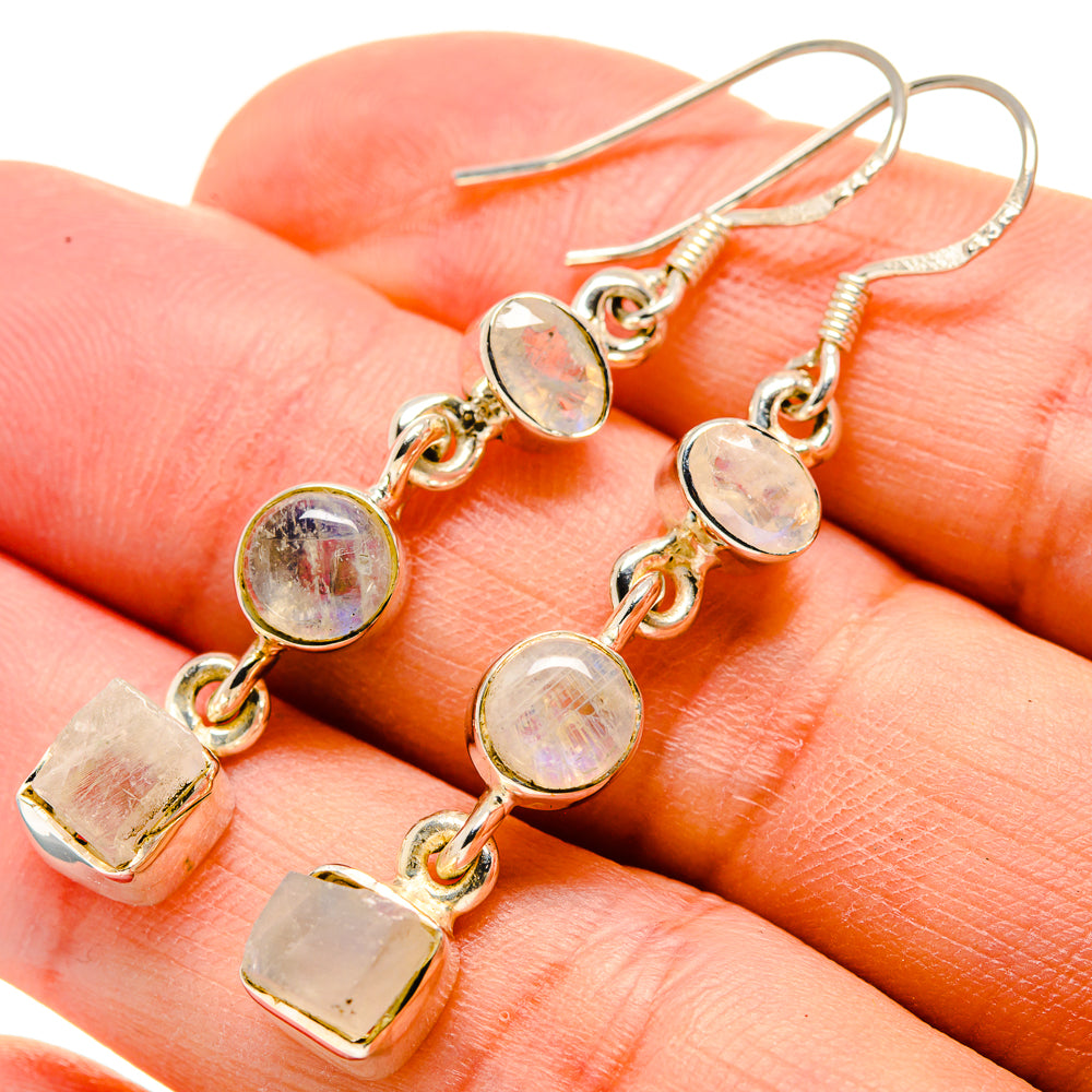 Rainbow Moonstone Earrings handcrafted by Ana Silver Co - EARR415094
