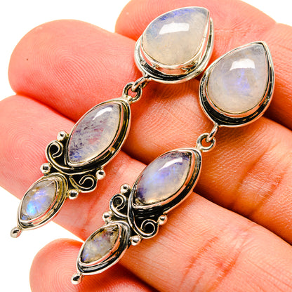 Rainbow Moonstone Earrings handcrafted by Ana Silver Co - EARR415096