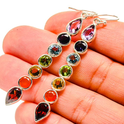 Multi-Stone Chakra Earrings handcrafted by Ana Silver Co - EARR415102