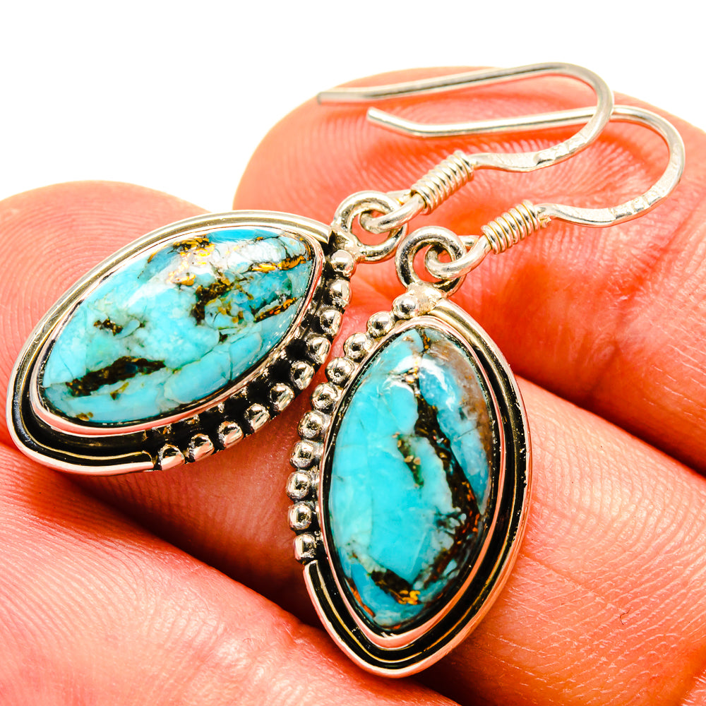 Blue Copper Composite Turquoise Earrings handcrafted by Ana Silver Co - EARR415109