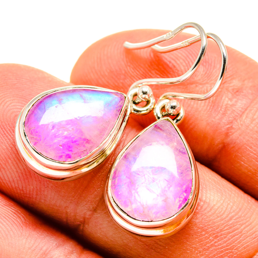 Pink Moonstone Earrings handcrafted by Ana Silver Co - EARR415133