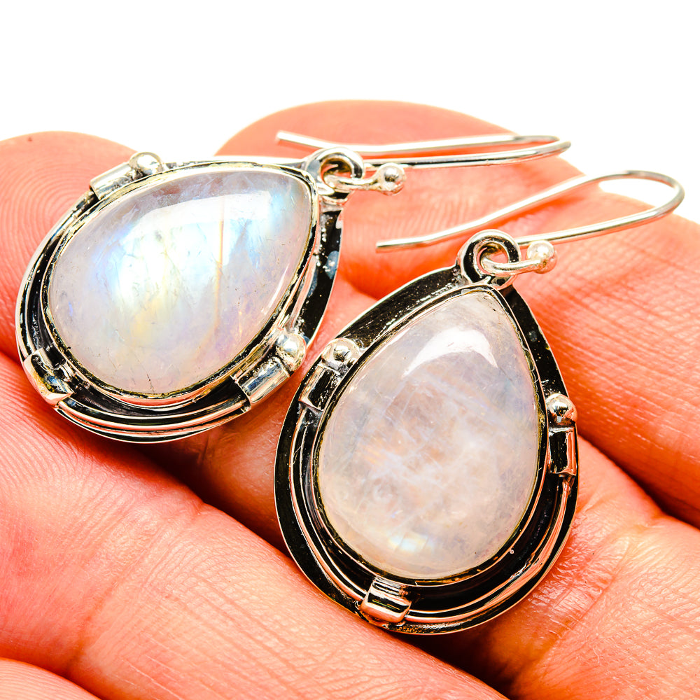Rainbow Moonstone Earrings handcrafted by Ana Silver Co - EARR415141