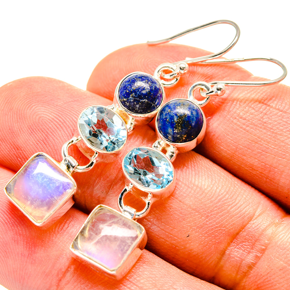 Rainbow Moonstone Earrings handcrafted by Ana Silver Co - EARR415158