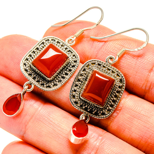 Red Onyx Earrings handcrafted by Ana Silver Co - EARR415168