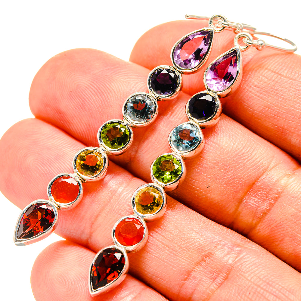Multi-Stone Chakra Earrings handcrafted by Ana Silver Co - EARR415173