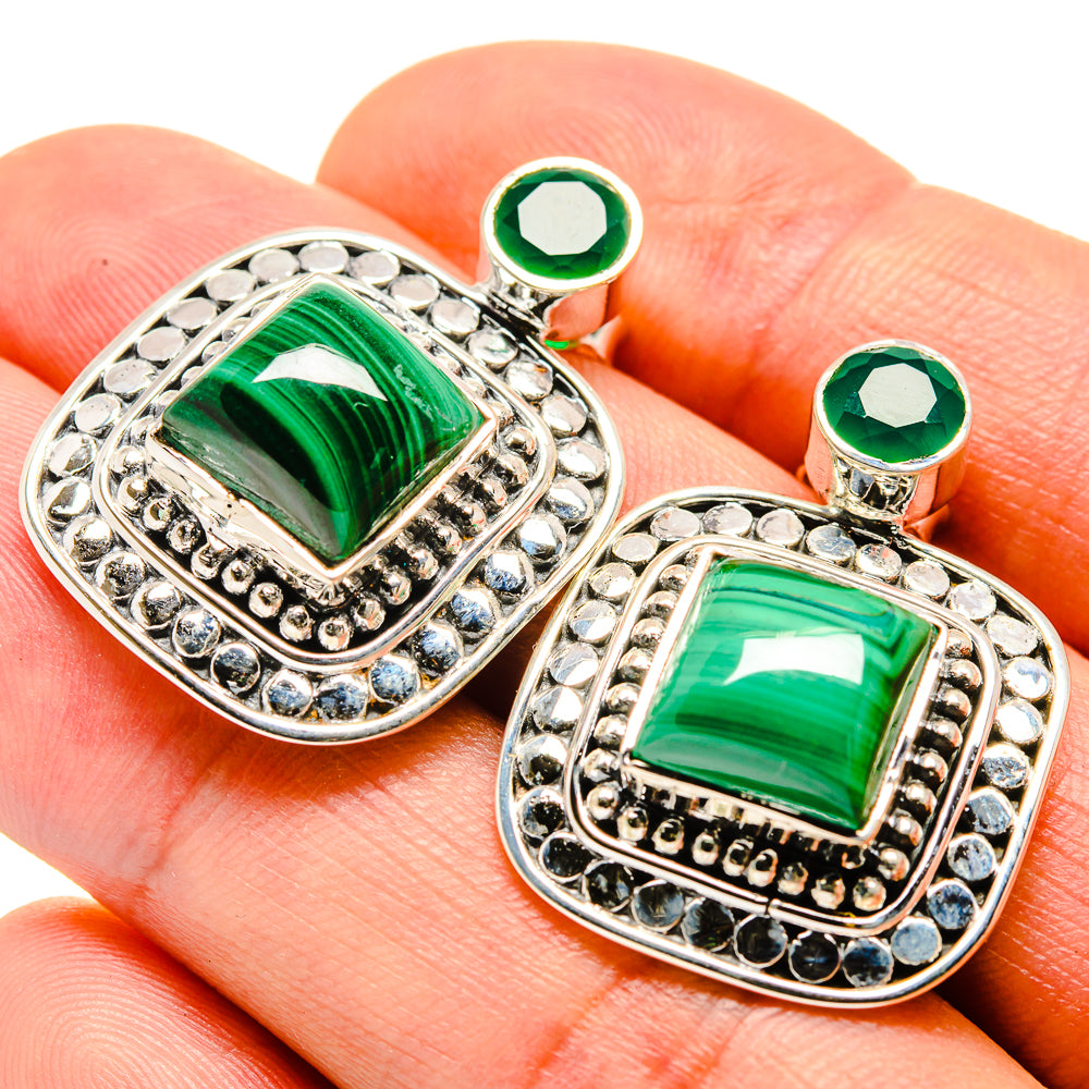 Malachite Earrings handcrafted by Ana Silver Co - EARR415180