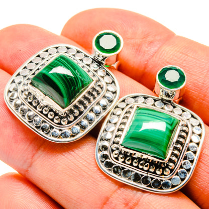 Malachite Earrings handcrafted by Ana Silver Co - EARR415180